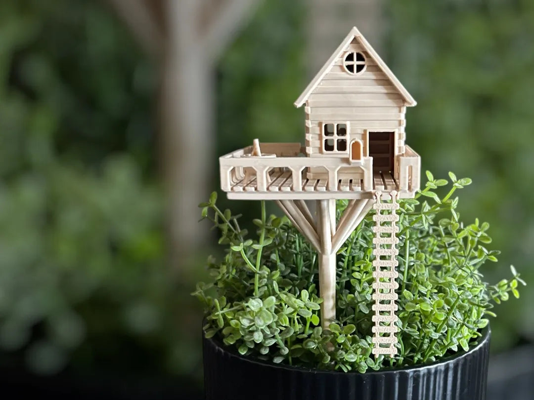 Mini Ağaç Evi – Saksı Üzeri Dekoratif Kukla Evi – Tivart üretimi dekoratif saksı