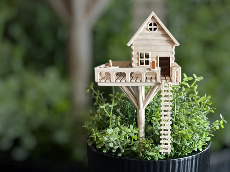 Mini Ağaç Evi – Saksı Üzeri Dekoratif Kukla Evi – Tivart üretimi dekoratif saksı