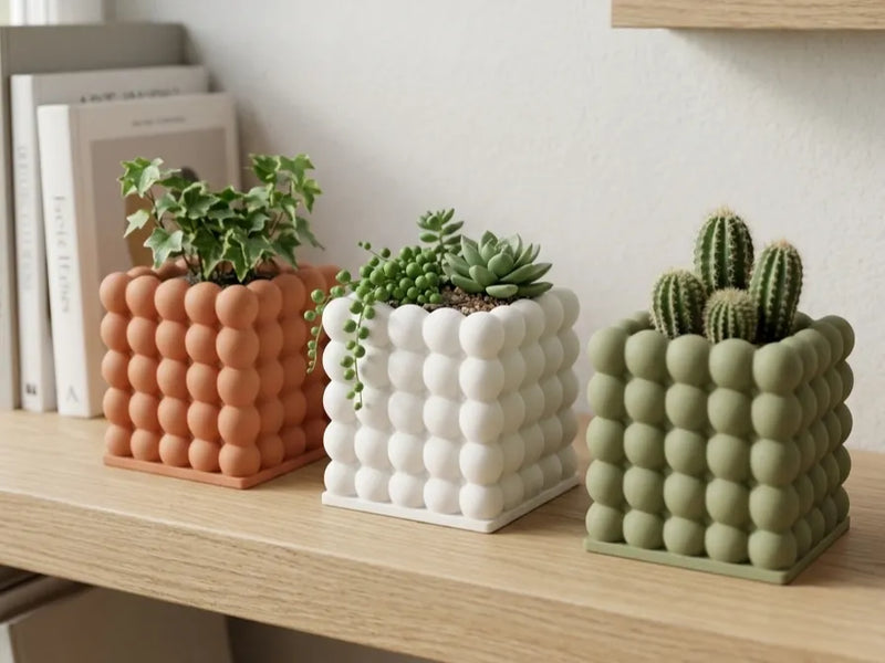 Bubble Cube Küp Saksı – Modern Minimal – Tivart üretimi dekoratif saksı