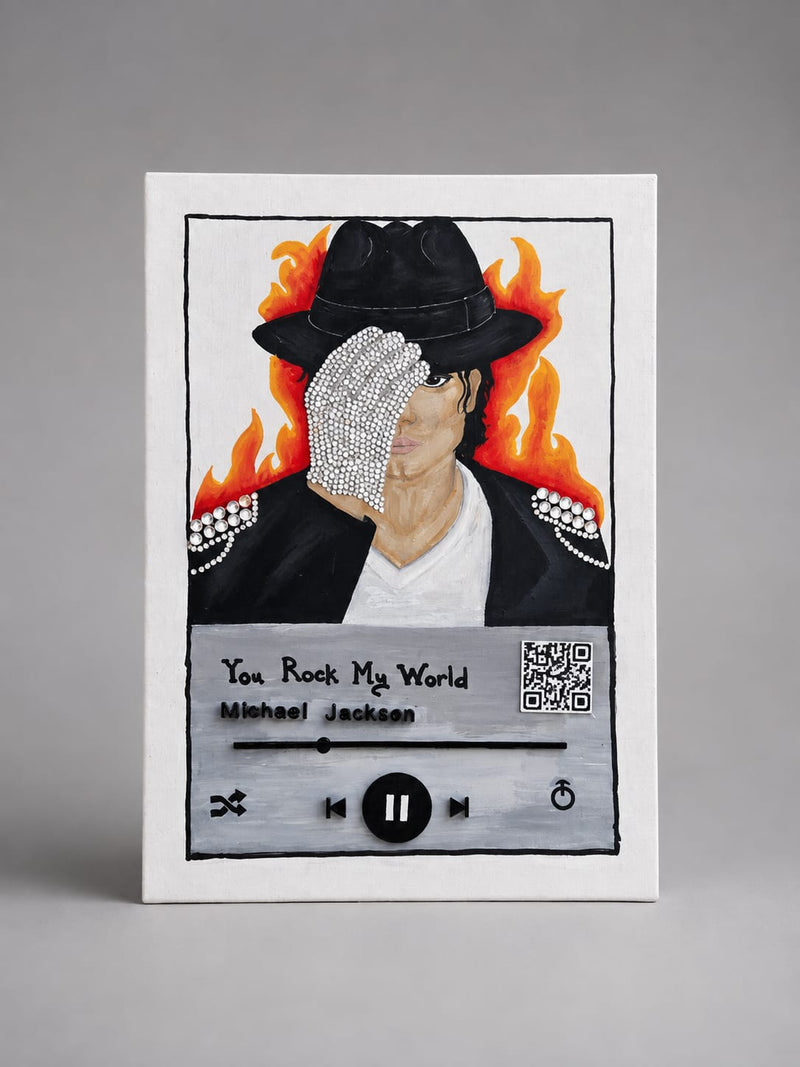 You Rock My World Temalı El Yapımı Tuval Çizimi